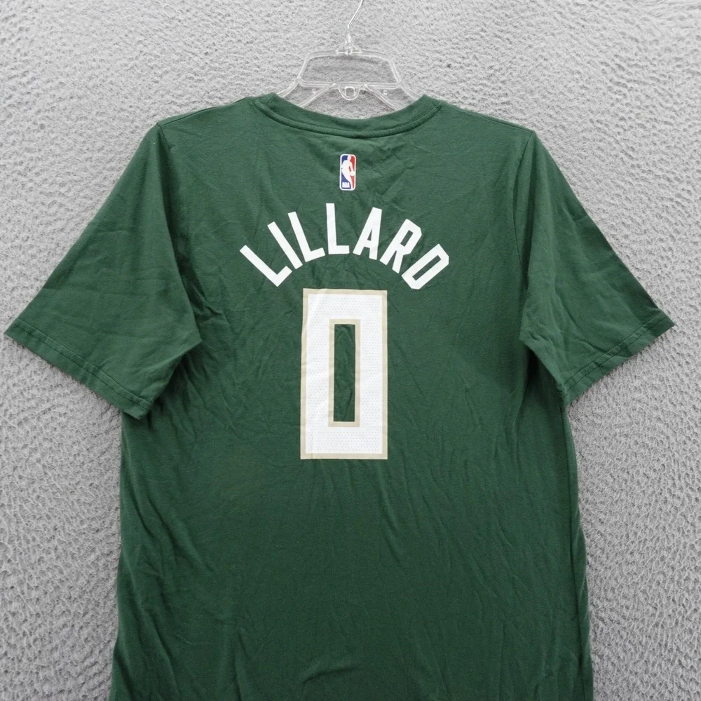 Nike Milwaukee Bucks Damian Lillard 0 NBA‎ Green T Shirt Kids XL NEW